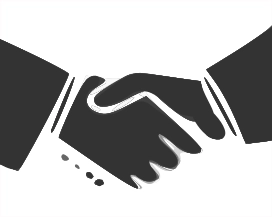 A logo showhing a handshake